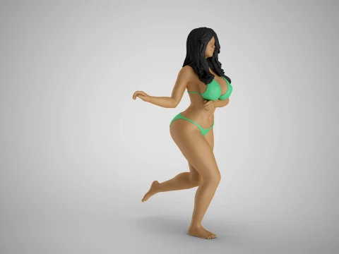 Girl Running in Water 3D Print Model
