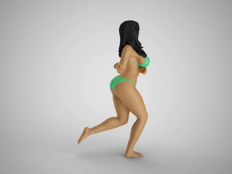 Girl Running in Water 3D Print Model