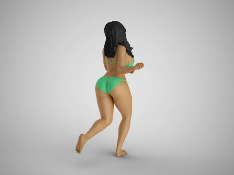 Girl Running in Water 3D Print Model