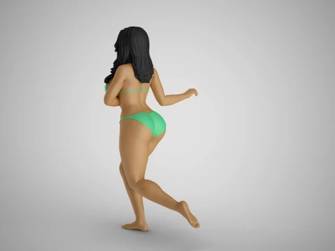 Girl Running in Water 3D Print Model