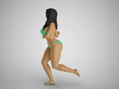 Girl Running in Water 3D Print Model