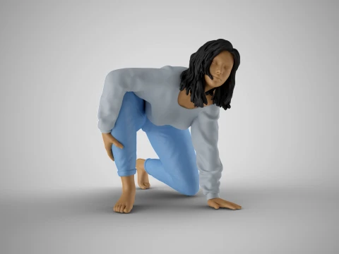 Menina brincando com seu animal de estima&ccedil;&atilde;o Modelo de Impressão 3D