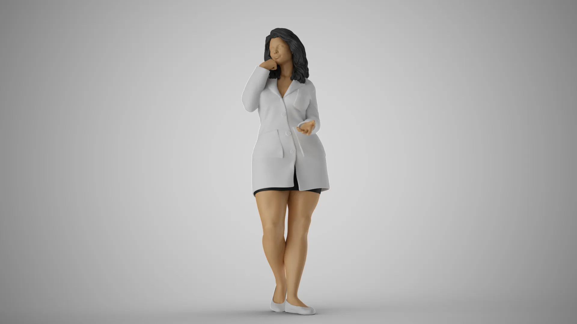 Girl Research Assistant 3D Print Model .c4d .max .obj .3ds .fbx .stl .blend 