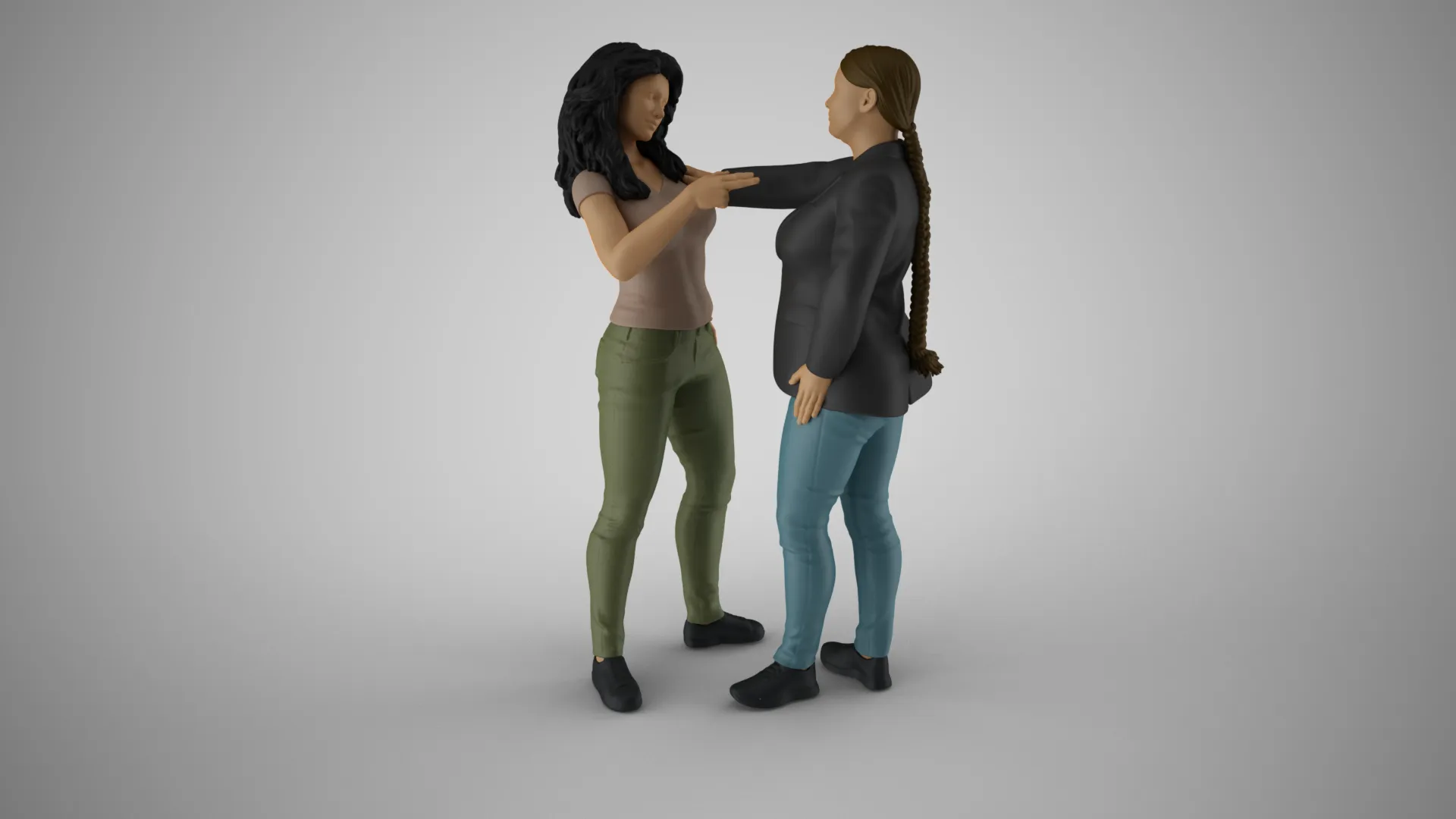 Two Girls Joking 3D Print Model .c4d .max .obj .3ds .fbx .stl .blend 