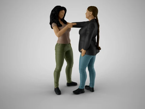 Two Girls Joking 3D Print Model