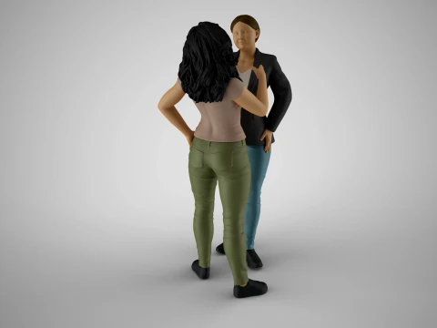 Two Girls Joking 3D Print Model