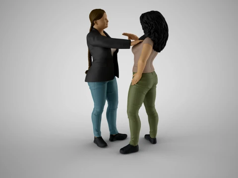 Two Girls Joking 3D Print Model