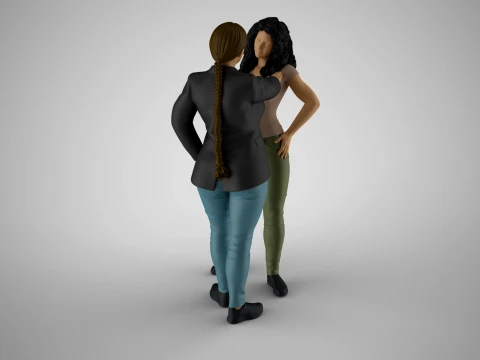 Two Girls Joking 3D Print Model