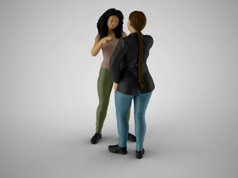 Two Girls Joking 3D Print Model