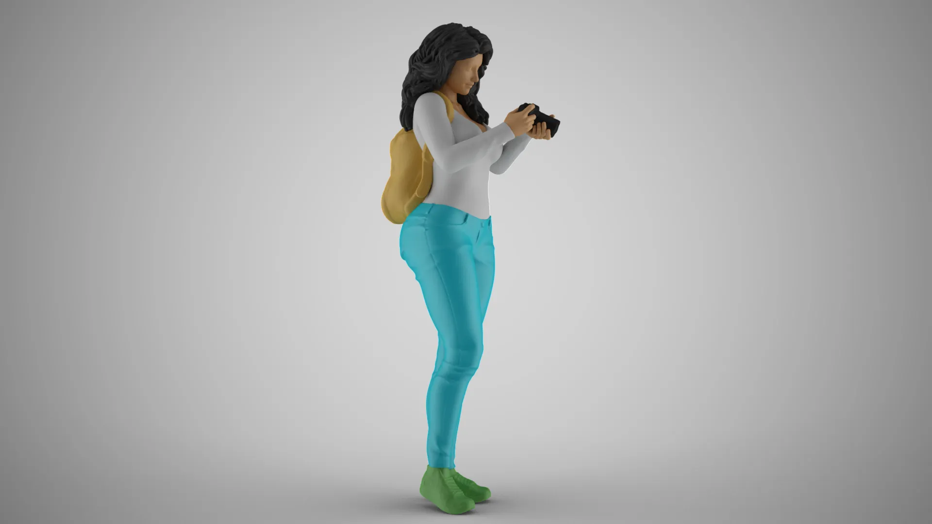 Girl Finding Best Angle 3D Print Model .c4d .max .obj .3ds .fbx .stl .blend
