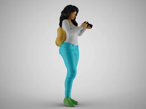 Girl Finding Best Angle 3D Print Model