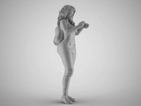 Girl Finding Best Angle 3D Print Model