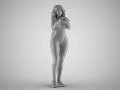Girl Finding Best Angle 3D Print Model