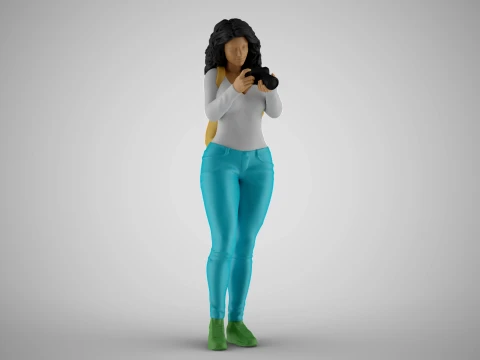 Girl Finding Best Angle 3D Print Model