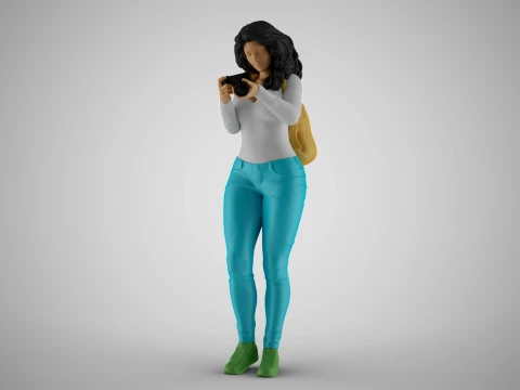 Girl Finding Best Angle 3D Print Model