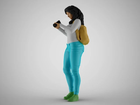 Girl Finding Best Angle 3D Print Model