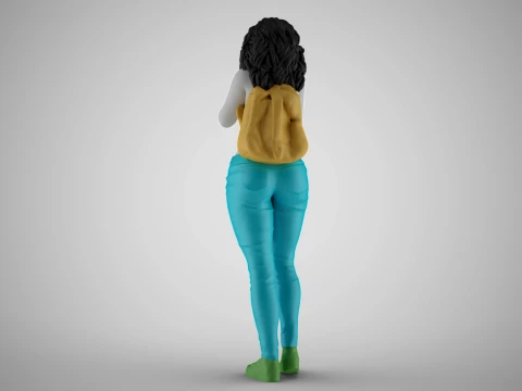 Girl Finding Best Angle 3D Print Model