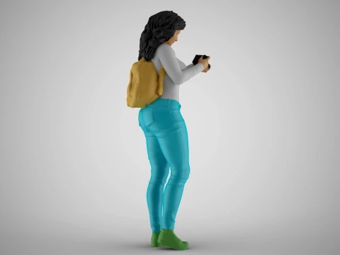 Girl Finding Best Angle 3D Print Model