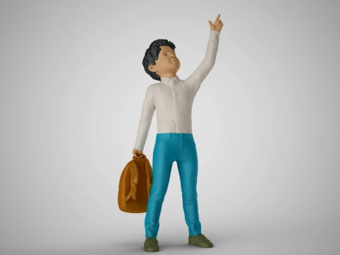 Little Boy Pointing to the Sky 3D Print Model