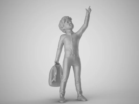 Little Boy Pointing to the Sky 3D Print Model
