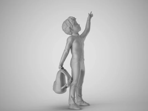 Little Boy Pointing to the Sky 3D Print Model