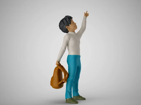 Little Boy Pointing to the Sky 3D Print Model