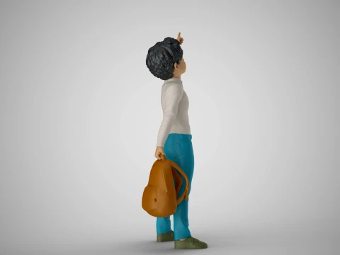 Little Boy Pointing to the Sky 3D Print Model