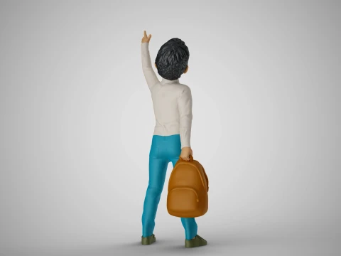 Little Boy Pointing to the Sky 3D Print Model