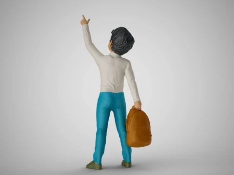 Little Boy Pointing to the Sky 3D Print Model
