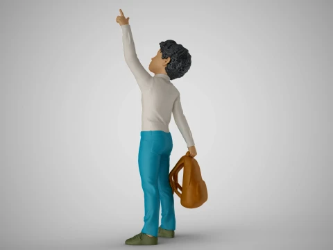 Little Boy Pointing to the Sky 3D Print Model
