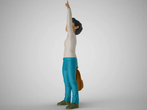 Little Boy Pointing to the Sky 3D Print Model