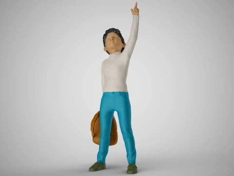 Little Boy Pointing to the Sky 3D Print Model