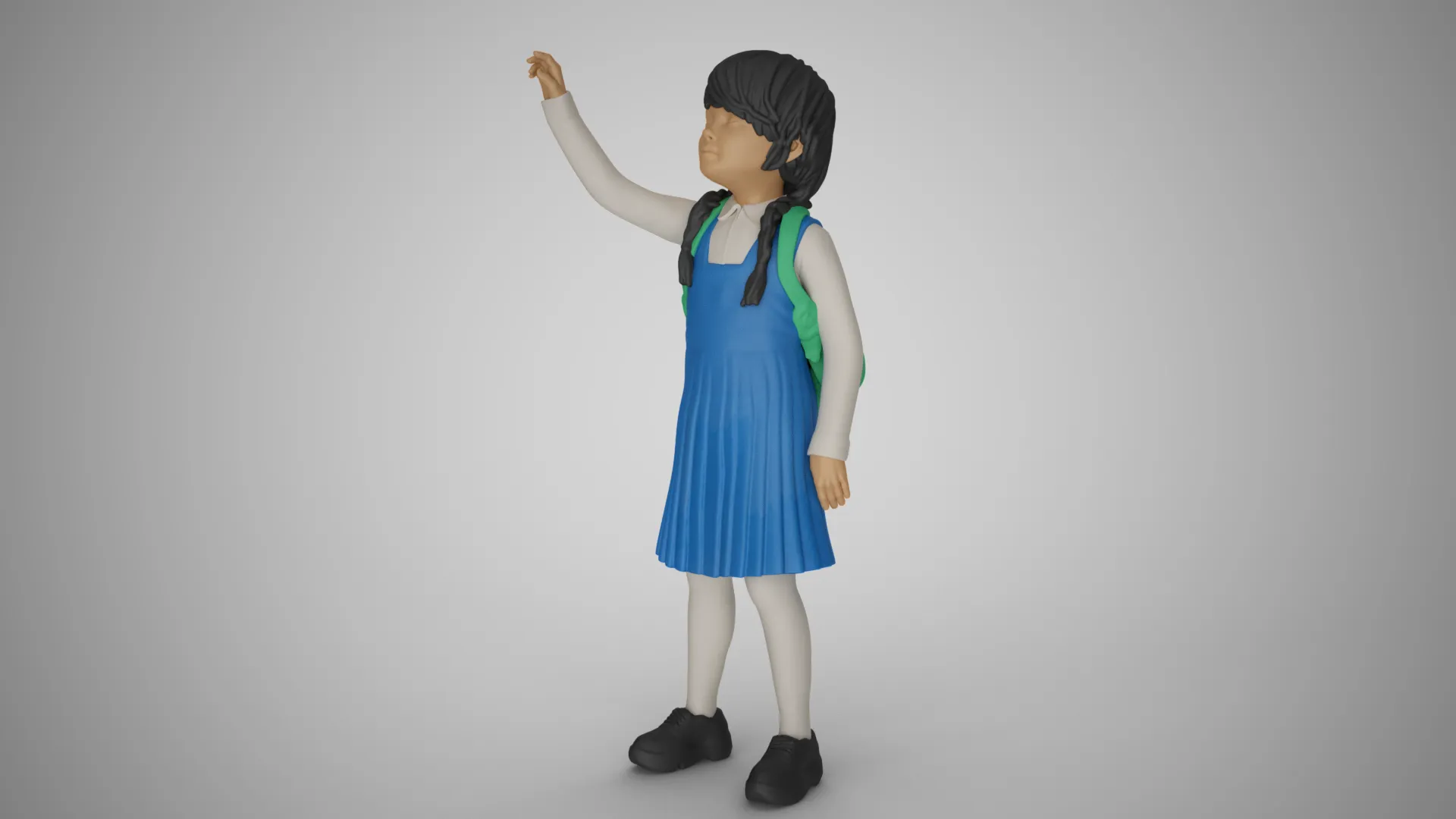 Little Girl Looking at the Sky 3D Print Model .c4d .max .obj .3ds .fbx .stl .blend