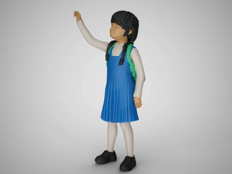 Little Girl Looking at the Sky 3D Print Model