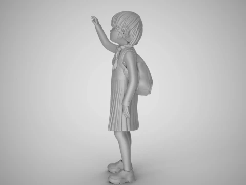 Little Girl Looking at the Sky 3D Print Model