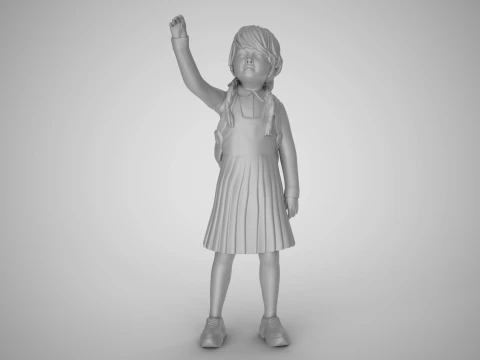 Little Girl Looking at the Sky 3D Print Model