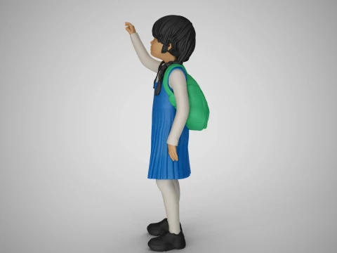 Little Girl Looking at the Sky 3D Print Model