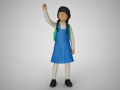 Little Girl Looking at the Sky 3D Print Model