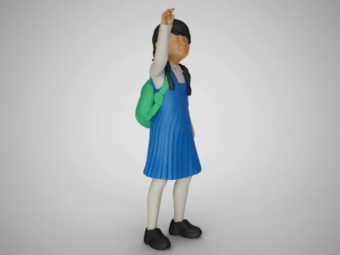 Little Girl Looking at the Sky 3D Print Model