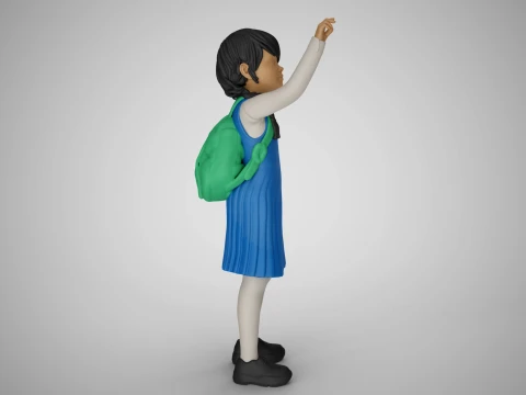Little Girl Looking at the Sky 3D Print Model