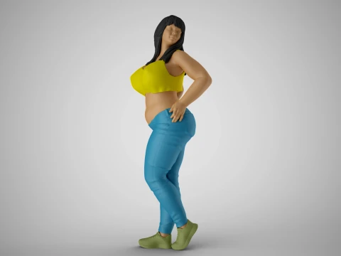 バックミラーを振り返る女性 3Dプリントモデル
