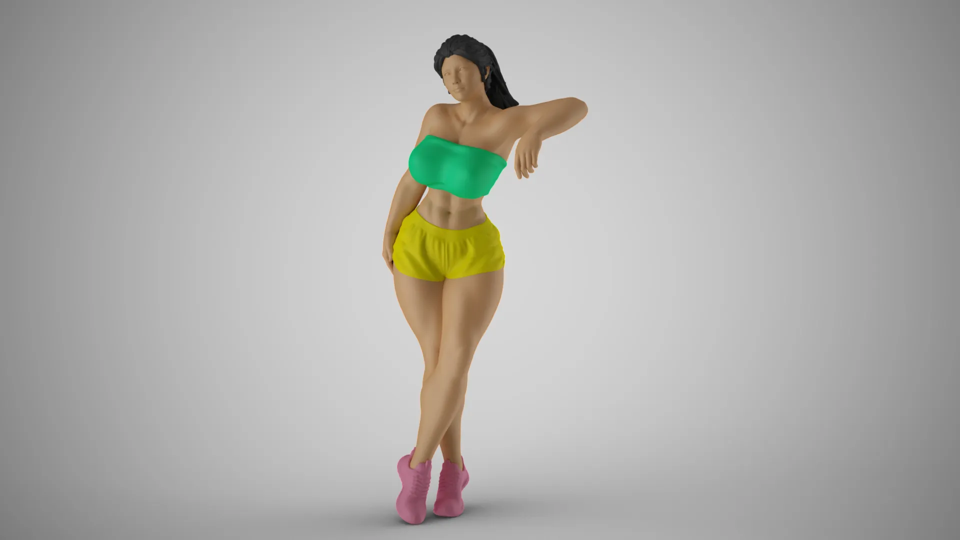 Girl Leaning on Shelf 3D Print Model .c4d .max .obj .3ds .fbx .stl .blend