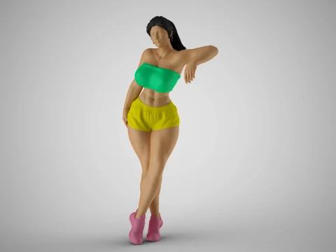 M&auml;dchen lehnt an Regal 3D Druckmodell