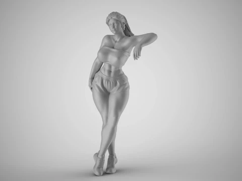 Girl Leaning on Shelf 3D Print Model