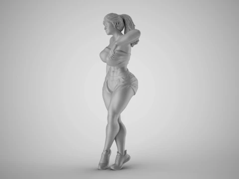 Girl Leaning on Shelf 3D Print Model