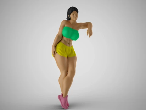 Girl Leaning on Shelf 3D Print Model