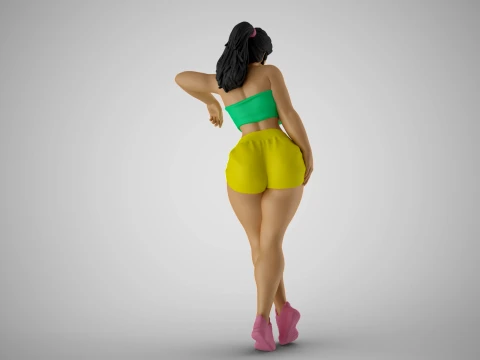 Girl Leaning on Shelf 3D Print Model