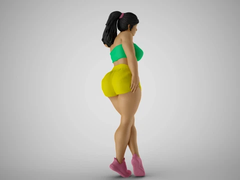 Girl Leaning on Shelf 3D Print Model