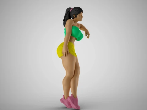 Girl Leaning on Shelf 3D Print Model
