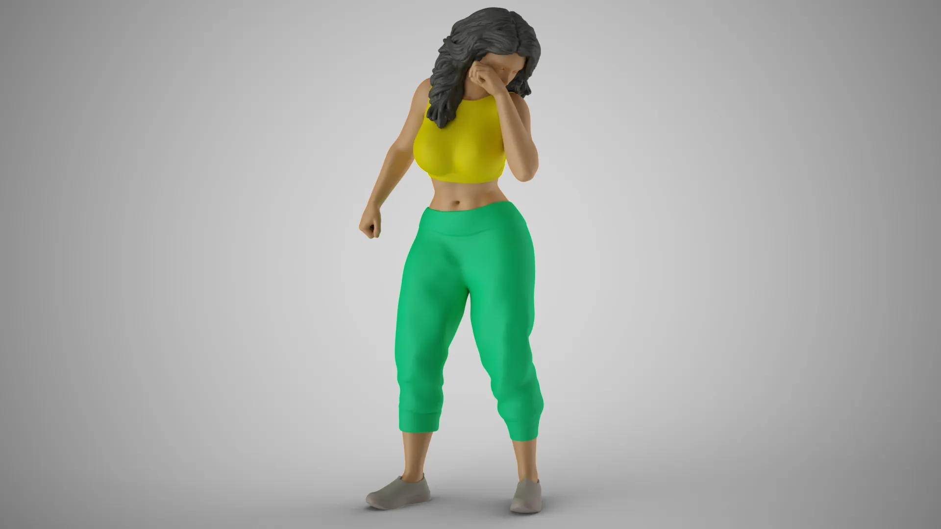 Sports Girl Sneezing 3D Print Model .c4d .max .obj .3ds .fbx .stl .blend 
